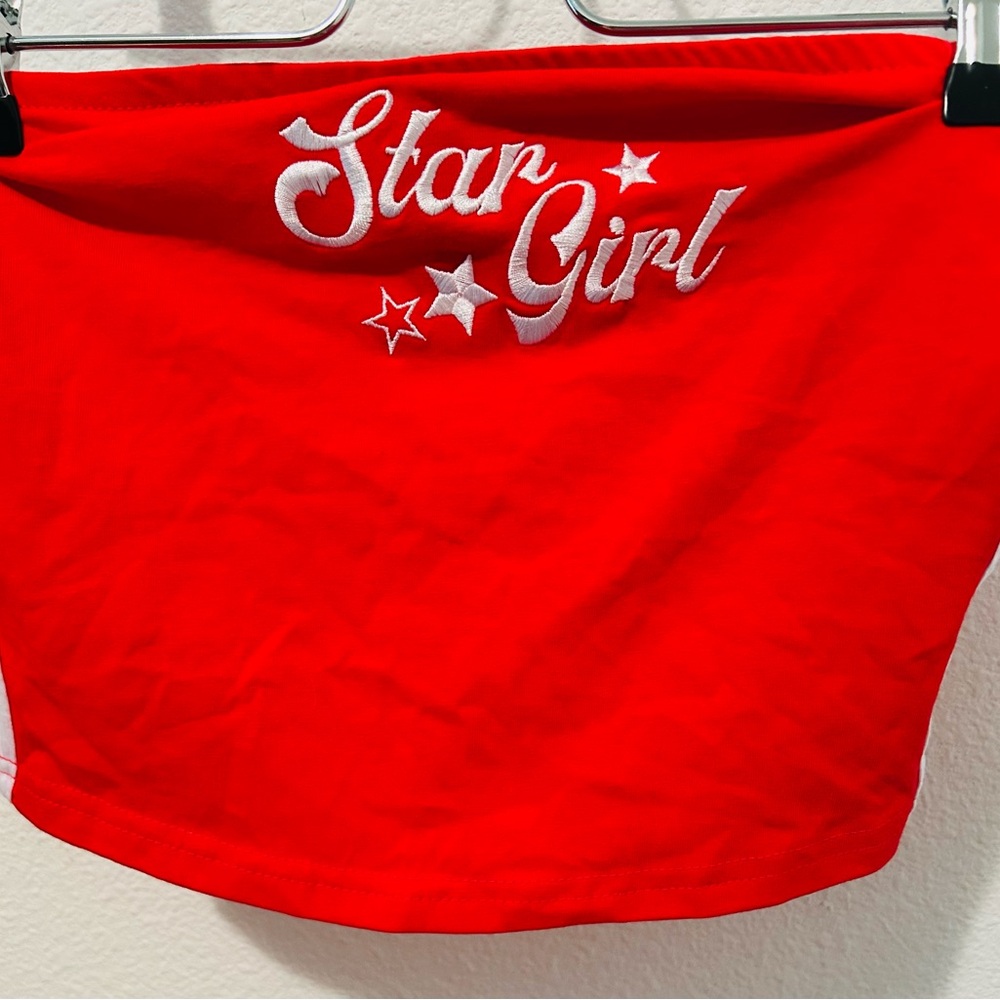 Red and White Crop Top with Star DesignFOURTH OF JULY BANGER 🔥❣️